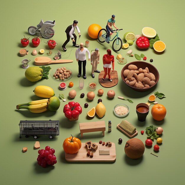 Foto 3d rendered photos of healthy lifestyle