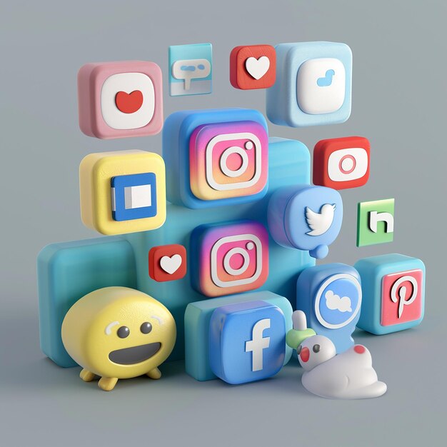 Foto 3d rendered photos of social media marketing concept for marketing 8k result