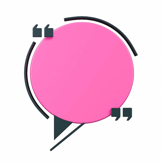 3D-Rendered Pink Speech Bubble mit Anführungszeichen