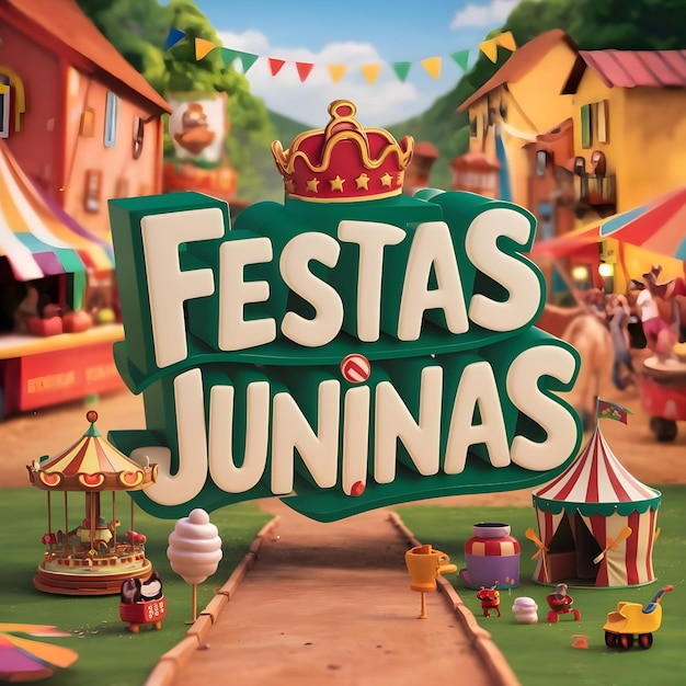 Foto 3d rendered scene capturing the essence of festas juninas