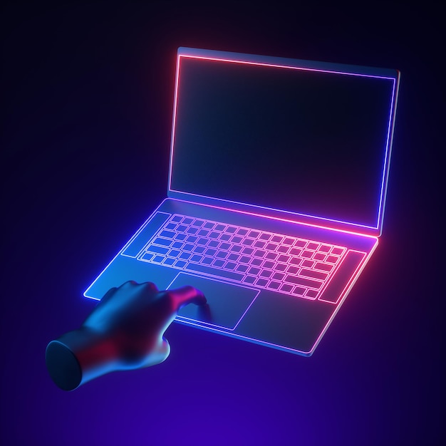 3D-Renderhand mit Laptop