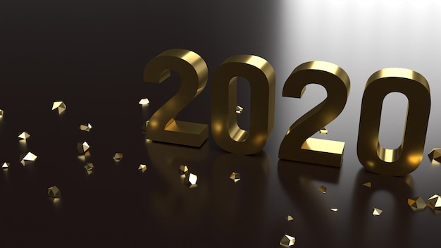 3D rendering 2020 número de oro para año nuevo