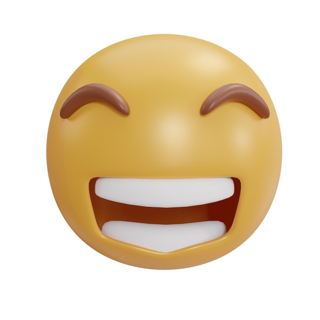 3D Rendering 3d cara sonriente riendo emoji aislado sobre fondo blanco.