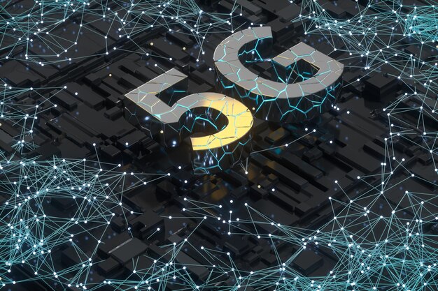 3d rendering 5g fuente y fondo de circuito