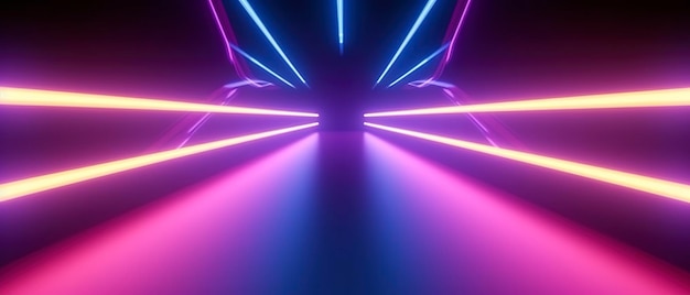 3D-Rendering abgerundete rosa-blaue Neonlinien, die im Dunkeln leuchten Abstrakt minimalistischer geometrischer Hintergrund Ultraviolet-Spektrum Cyberraum Futuristische Tapeten generieren ai