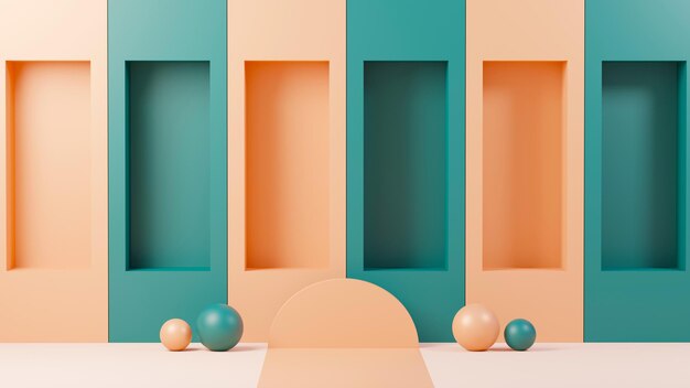 3D-Rendering abstrakte Display-Podiumsplattform für Produktpräsentation und Werbung Minimaler Szenenhintergrund mit sauberem Design Leerer Sockel für Mock-up Leere Bühne mit Pastellfarben für Kosmetik