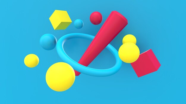 3D-Rendering Abstrakte mehrfarbige Objekte minimalistischer Hintergrund