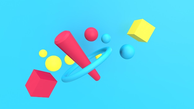 3D-Rendering Abstrakte mehrfarbige Objekte minimalistischer Hintergrund