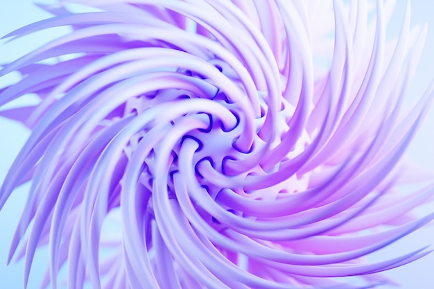 3D-Rendering abstrakte rosa runde fraktale Portalrunde Spirale auf schwarzem, isoliertem Hintergrund