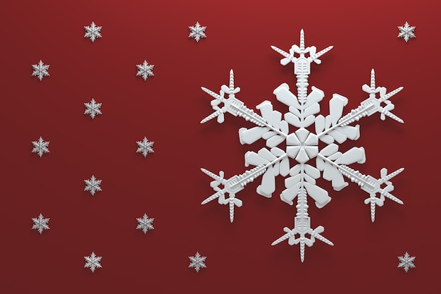 Foto 3d-rendering abstrakten hintergrund mit schneeflocken. weihnachts- oder weihnachtshintergrundillustration. thema winterurlaub. hochdetaillierte schneeflocke.