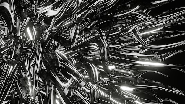 3D-Rendering Abstrakter futuristischer Hintergrund mit geometrischen Formen Schöne entspannende stilvolle trippige psychedelische VJ-Schleife Moderner Hintergrund-Bildschirmschoner