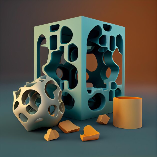3D-Rendering abstrakter geometrischer Formen Abstrakter Hintergrund mit 3D-Würfeln