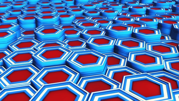 Foto 3d-rendering abstrakter hexagon-geometrie-hintergrund