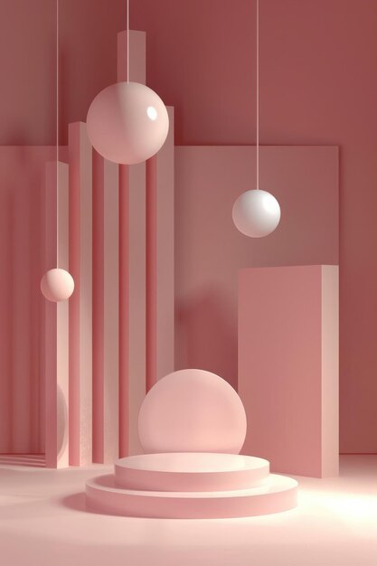 3D-Rendering abstrakter minimaler geometrischer Formen Glänzendes Luxus-Podium für Ihr Design in Pastellfarben