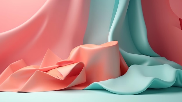 3D-Rendering abstrakter minimaler Hintergrund mit Papierschichten, die Blätter schweben Generative Ai