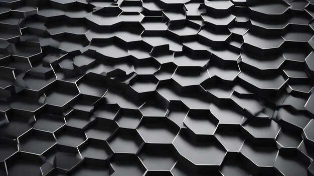 3D-Rendering abstrakter schwarzer, gebogener, sechseckiger Hintergrund
