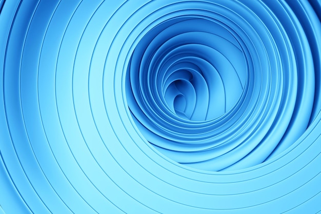 3D-Rendering abstraktes blaues rundes fraktales Portal Bunte runde Spirale