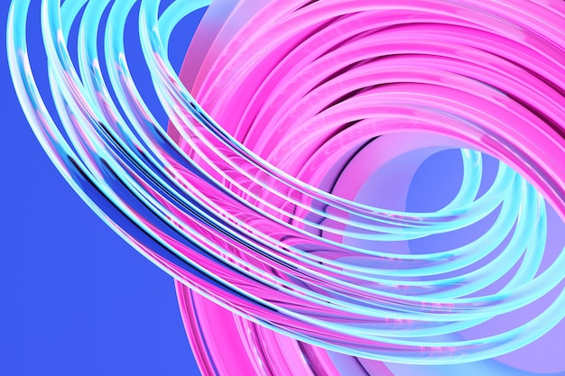 3D-Rendering abstraktes blaurosa rundes fraktales Portal Bunte runde Spirale