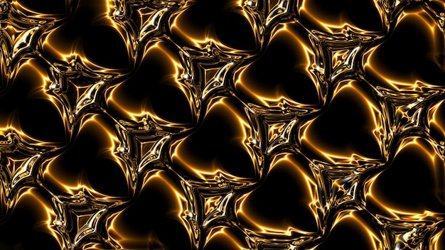 3d-Rendering Abstraktes Gold- und Schwarzlichtmuster mit Farbverlauf Hintergrund schwarz dunkel modern