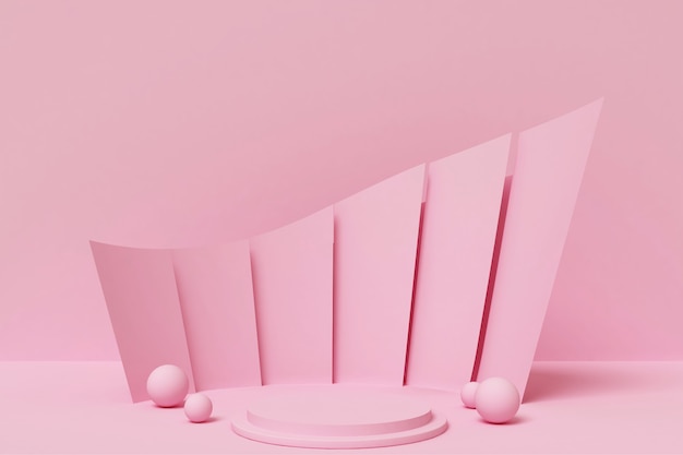 3D Rendering abstrato geometria rosa cor pedestal