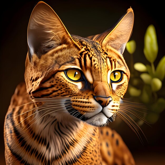 3d Rendering African Golden Cat Animal AI Generative (Generador de IA de gatos dorados africanos) es una aplicación que permite a los animales reproducir sus imágenes en 3D.