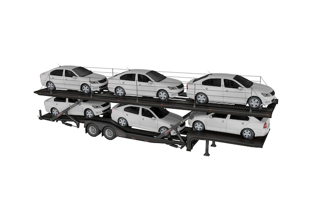 3D-Rendering Anhänger Autotransport