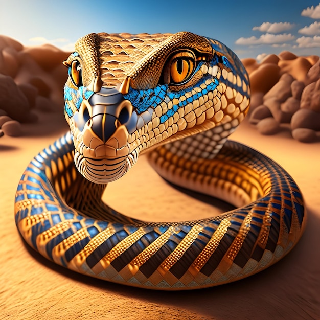Foto 3d-rendering arabische kobra tier-ki generativ