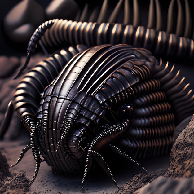 Foto 3d rendering arthropleura generativo de ia animal