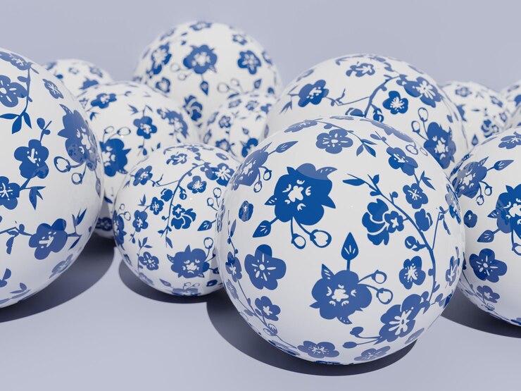 3D Rendering Asiático Chino Japonés o Estilo Coreano Producto de Porcelana Fondo de Exhibición Brillante