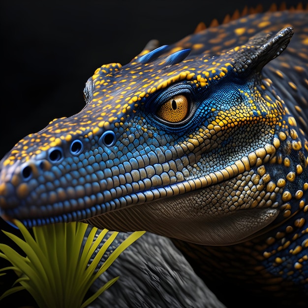 3D-Rendering Asiatischer Wassermonitor Tier-KI generativ