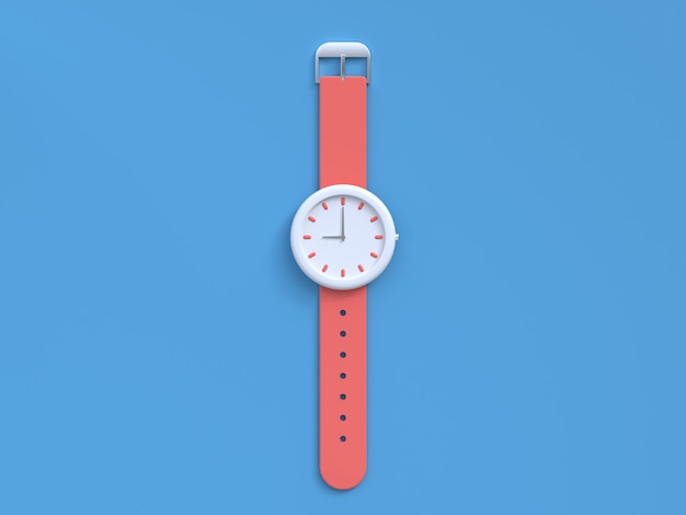 3D rendering azul escena reloj rojo tecnología concepto