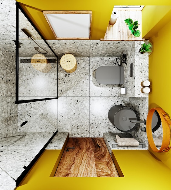 3D-Rendering-Badezimmer in modernem Stil