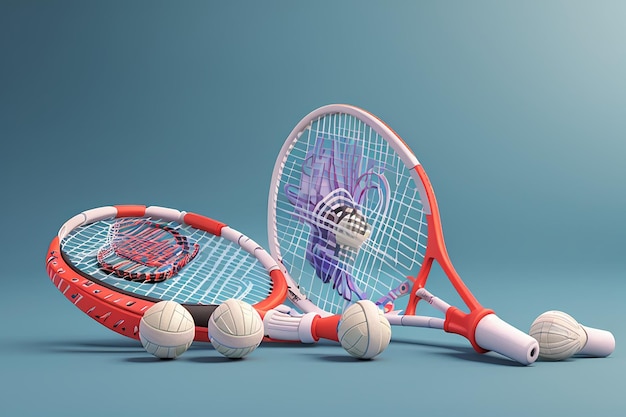 3D-Rendering-Badminton-Ausrüstung