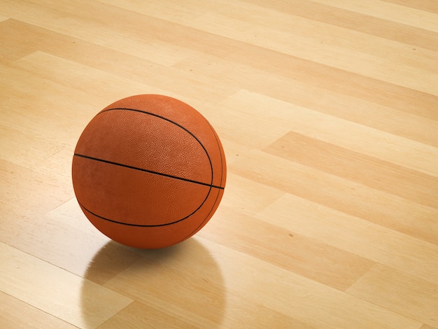 3D-Rendering Basketballball auf Holzboden