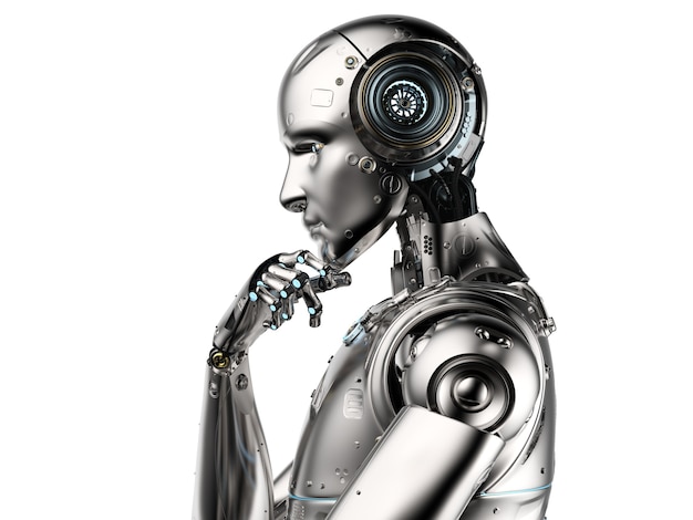 3D-Rendering, bei dem ein Robot denkt oder berechnet