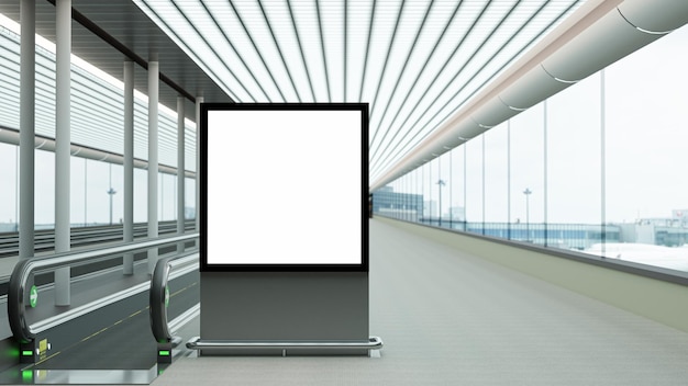 3D-Rendering Blank Billboard im Korridor des Flughafens Nützlich für Ihre Werbung