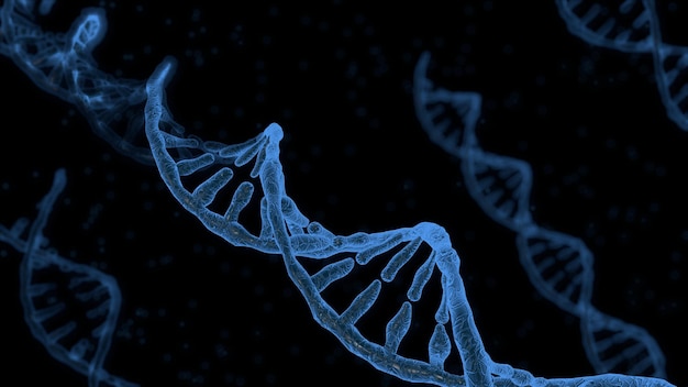 3D-Rendering blaue spiralförmige menschliche DNA-Struktur