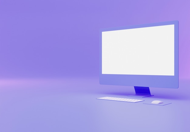 3D-Rendering blaues Computermonitor-Mockup-Design