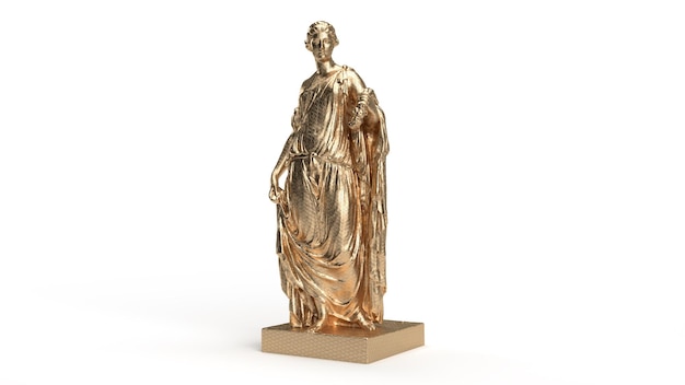 3D-Rendering Büste Gold isoliert Goldene Skulptur fängt männliche Stärke ein