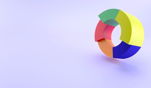 3D-Rendering buntes Kreisdiagramm 3D-Darstellung Datenkonzept auf violettem Hintergrund