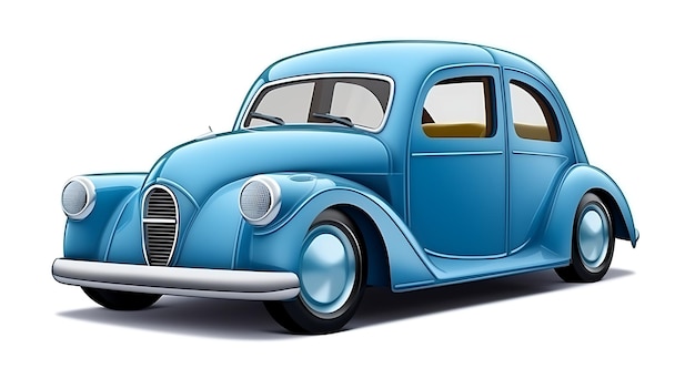 3D-Rendering-Cartoon Blau realistisch ein Auto im Cartoon-Stil 3D-Illustrationen eines modernen Fahrzeugs mit