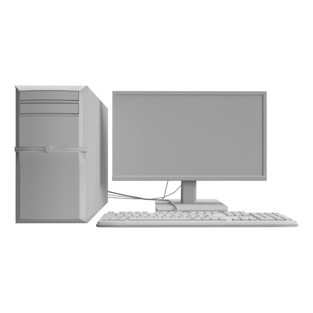 3D-Rendering-Computer auf weißem Hintergrund