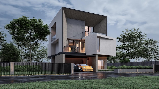 3D-Rendering-Darstellung des modernen Hauses