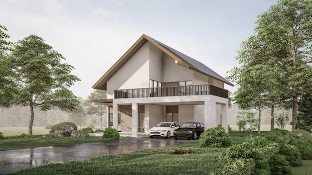 3D-Rendering-Darstellung des modernen Hauses