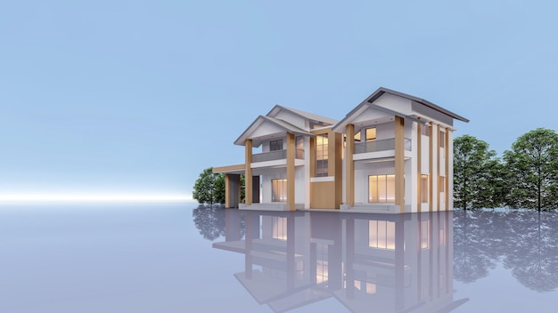 3D-Rendering-Darstellung des modernen Hauses