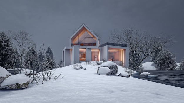 3D-Rendering-Darstellung des modernen Hauses