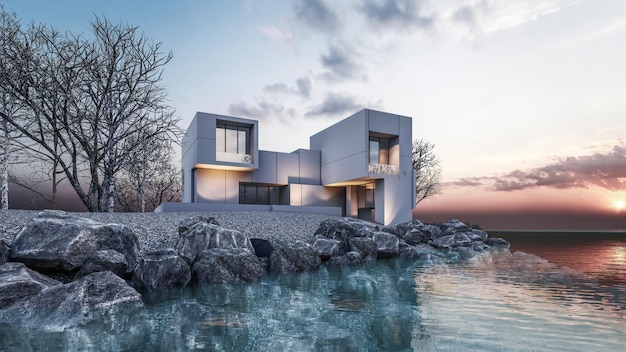 3D-Rendering-Darstellung des modernen Hauses