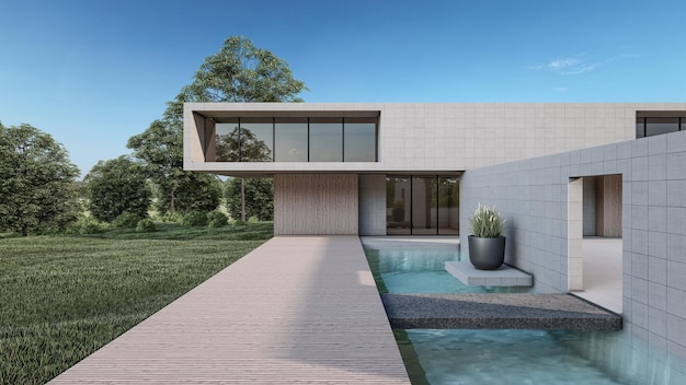 3D-Rendering-Darstellung des modernen Hauses