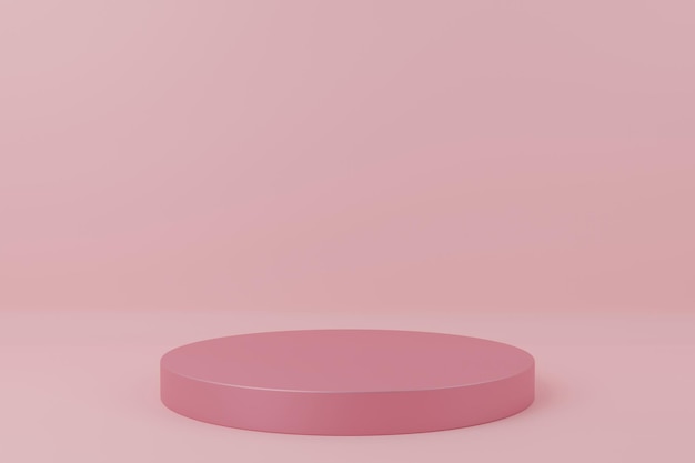 3D-Rendering-Darstellung Mock-up Zylinderpodeste auf rosa Hintergrund.