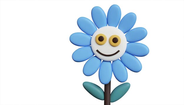 Foto 3d-rendering der blauen blume